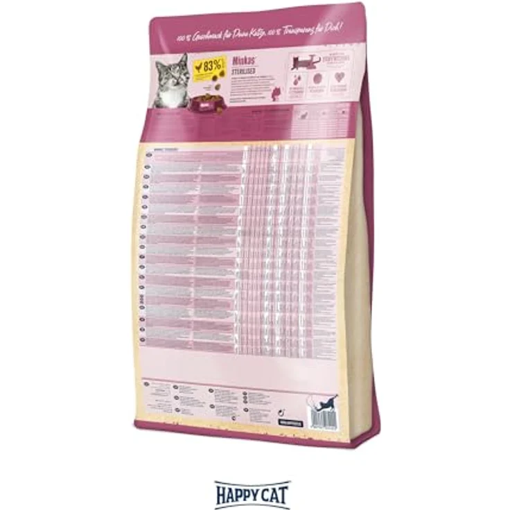 Happy Cat Minkas Sterilised Geflügel, Trockenfutter mit Yucca für kastrierte Katzen, 10 kg, hochwertige biologische Zutaten, reduzierter Fettgehalt – Bild 2