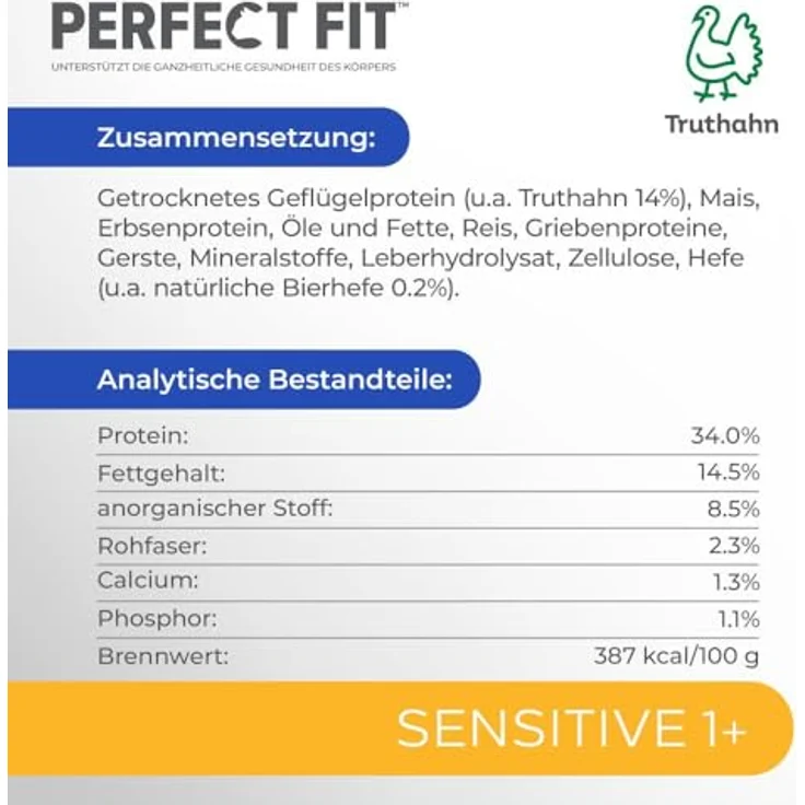Perfect Fit Adult Trockenfutter für erwachsene, sensitive Katzen ab 1 Jahr – Truthahn, 7 kg, mit Zink, Taurin und Präbiotika für gesunde Haut, Fell und Verdauung – Bild 5