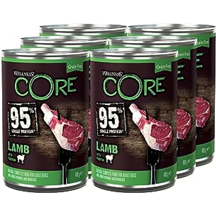 Wellness CORE 95% Lamm & Kürbis, Hundefutter Nass, stückige Pastete, getreidefrei, hypoallergen, proteinreich, 6 x 400g – Bild 1
