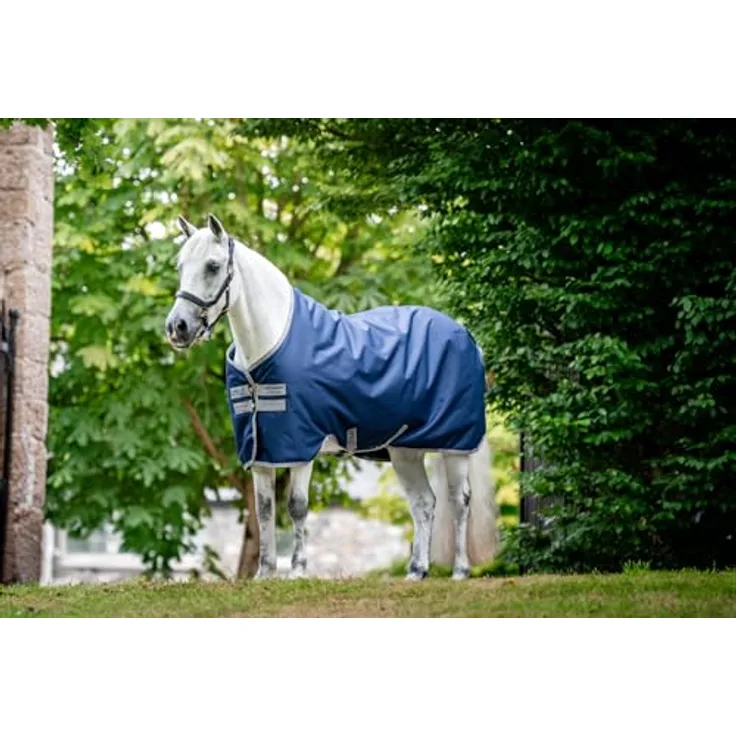 Horseware Amigo Ripstop 900D Fleece Lined Pferdedecke 50g, 155cm, wasserdicht, atmungsaktiv, Navy/Titanium Grey