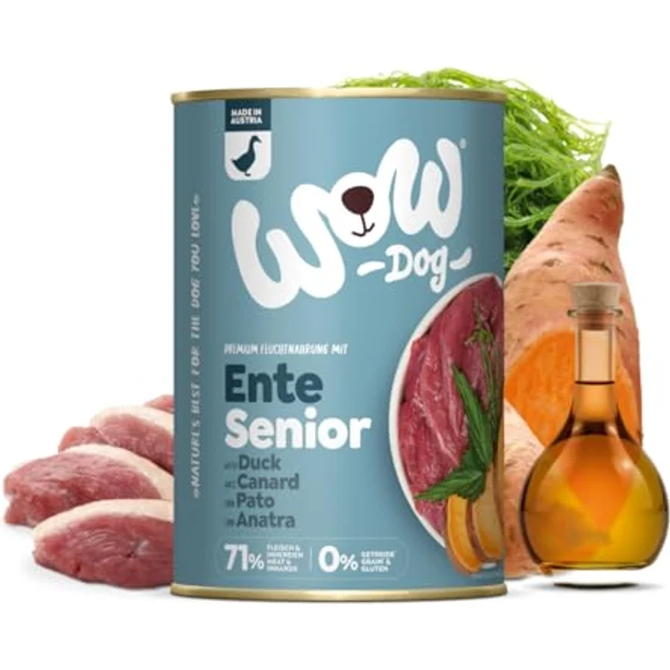 WOW Senior Ente, 400g Nassfutter für Hunde, getreidefrei, 6 x 400g, mit frischem Fleisch und wertvollen Mikronährstoffen – Bild 1
