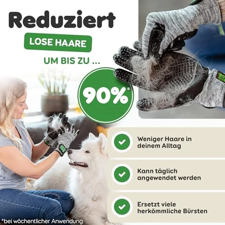 DR Zoo Fellpflegehandschuh, 1 Paar Größe L, für Hunde, Katzen und Pferde - Waschhandschuh zur effektiven Fellpflege mit 748 Noppen – Bild 3