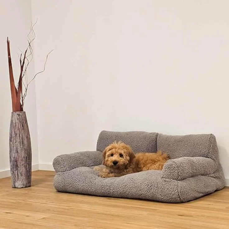 Nobby Komfort Plüschsofa Classic Teddy, hellgrau, L x B x H: 100 x 65 x 35 cm, samtweich mit Anti-Rutsch-Noppen – Bild 2
