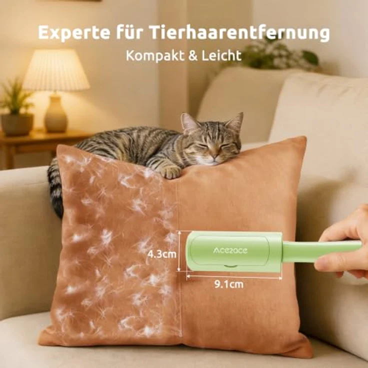 ACE2ACE Mini Fusselrolle, Wiederverwendbarer Tierhaarentferner für Kleidung, effektiv für Jacken und Möbel – Bild 2