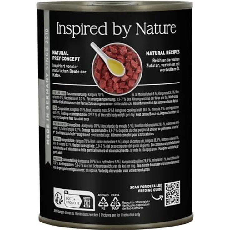 catz finefood Purrrr Känguru Monoprotein Katzenfutter nass N° 107, 70% Fleischanteil, ohne Getreide, 6 x 400 g Dose – Bild 3