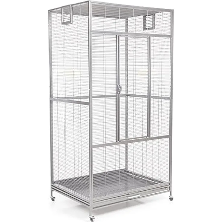 Montana Cages Premium Voliere New Sydney I für Sittiche und kleine Papageien, inkl. 2 Näpfe und 4 Lenkrollen, AVILON Pulverbeschichtung, Platinum Edition, ca. 90 x 70 x 180 cm