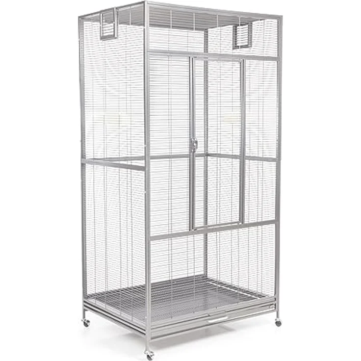 Montana Cages Premium Voliere New Sydney I für Sittiche und kleine Papageien, inkl. 2 Näpfe und 4 Lenkrollen, AVILON Pulverbeschichtung, Platinum Edition, ca. 90 x 70 x 180 cm – Bild 1
