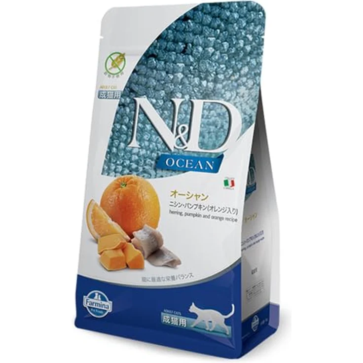 Farmina N&D Ocean Adult Pellets Katzenfutter, Trockenfutter mit Hering und Orange, ohne Mais, 300 g
