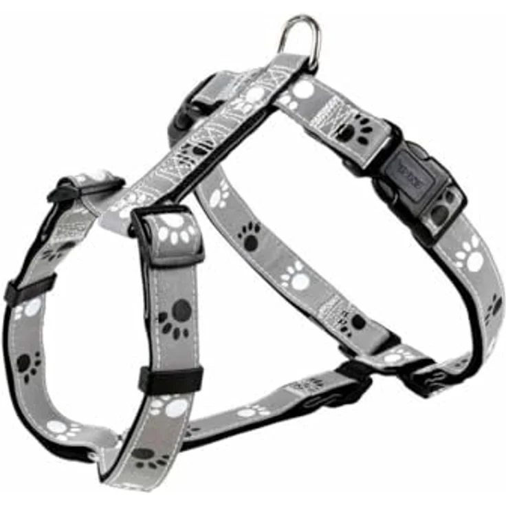 Trixie Silver Reflect H-Geschirr schwarz-silbergrau M-L: 50-75 cm/25 mm – Bild 2