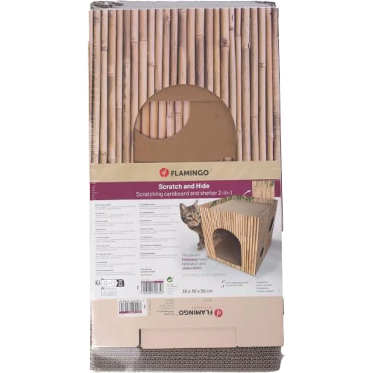 Flamingo KRATZKARTON Jamie, 2 in 1 Kratzkarton und Versteck, braun, 30x30x30cm – Bild 2