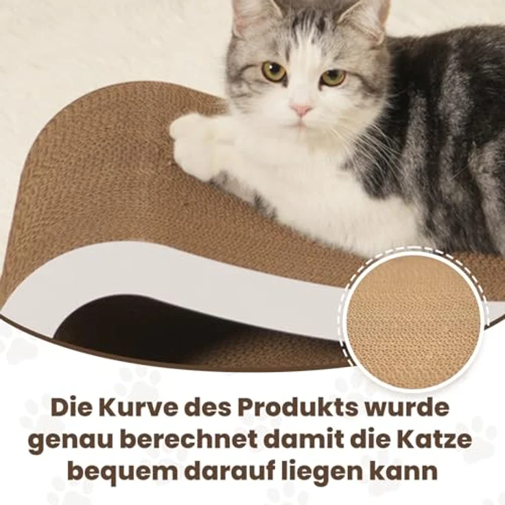 PetRhein Ascent Paw Kratzbrett Katze XXL Set 86+75cm, Zwei-in-Eins, Wendbare Kratzpappe aus hochverdichteter Wellpappe, Beidseitig nutzbar, Für Mehrkatzen-Haushalte, Weiß – Bild 3