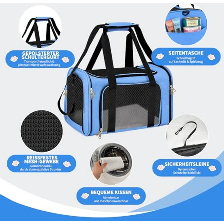 Aipwerer Faltbare Katzen Transportbox, atmungsaktiv und tragbar, M/L, strapazierfähiges Polyester, mehrere Einstiegsöffnungen – Bild 4