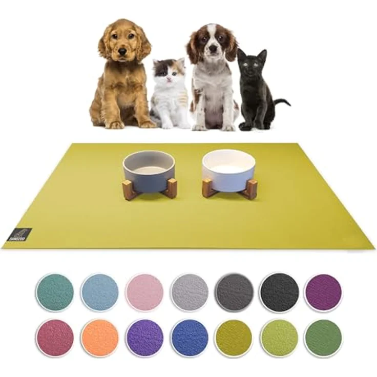 SanoZoo® Napfunterlage, Öko-Tex, Set: 2x 30x40 cm, beidseitig rutschfest, Mangogelb – Bild 1