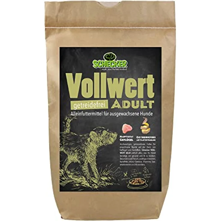 Schecker Trockenfutter VOLLWERT Adult, 100% getreidefrei, für empfindliche Hunde, Geflügel als Proteinquelle, 6 kg – Bild 1