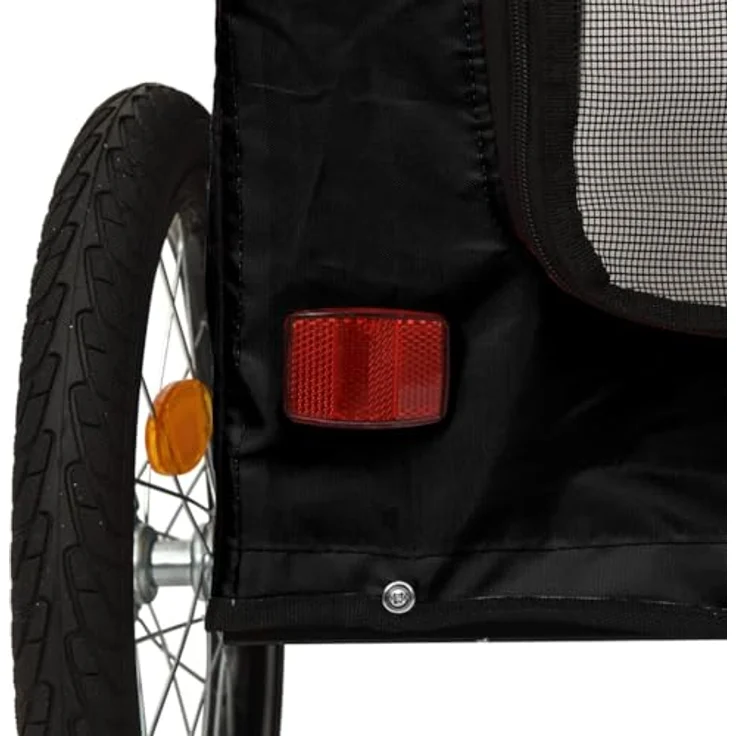 vidaXL Hunde-Transportbox Fahrradanhänger Hunde Schwarz Oxford-Gewebe und Eisen mit Reflektoren und Flagge – Bild 7
