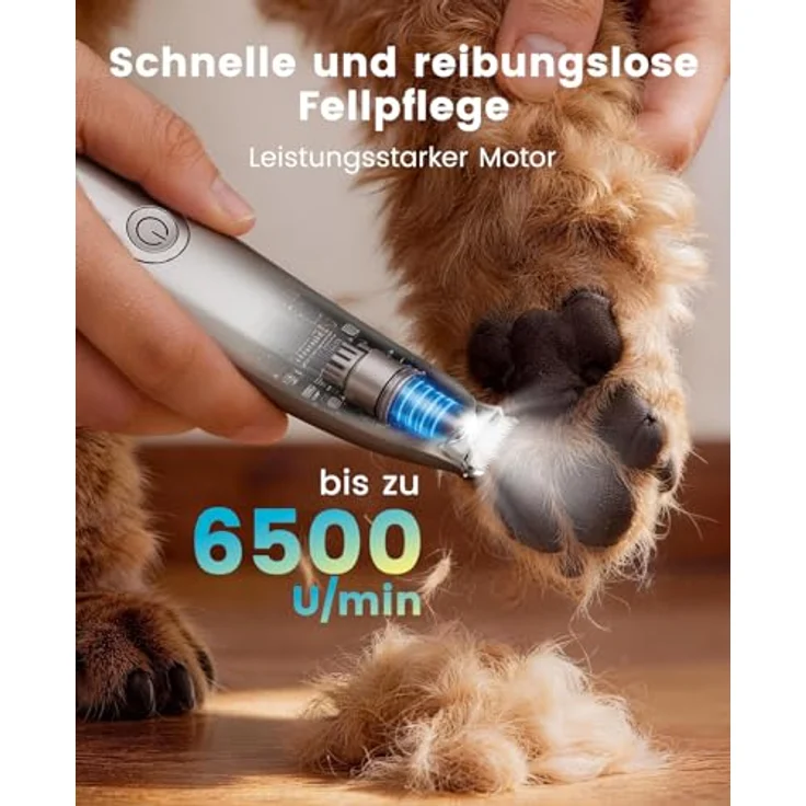 oneisall Pfotentrimmer für Hunde und Katzen mit LED-Licht, kabellos, ultraleise (unter 40 dB), ergonomisches Design, 2 Geschwindigkeitsstufen – Bild 2