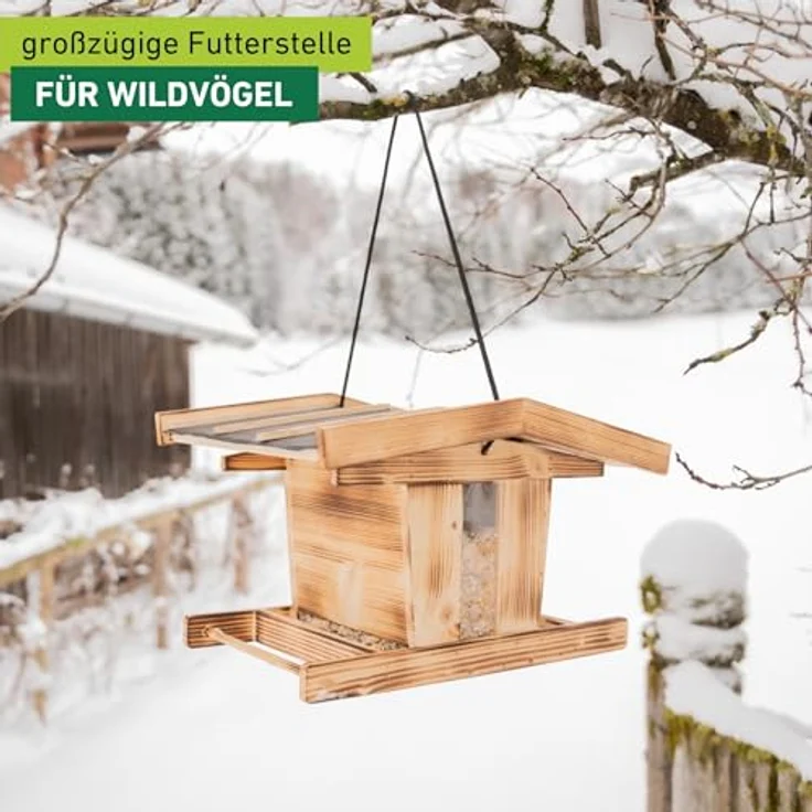 Windhager Vogelfutterhaus Canteen XL, FSC-zertifiziertes Kiefernholz mit 4 Litern Füllvolumen, braun – Bild 2