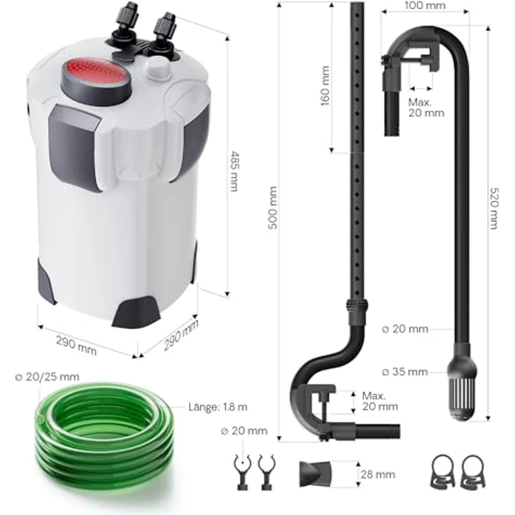 SunSun HW-304 Aquarium Außenfilter, 55 W, 2000 L/h, 4-Stufen Kammerfilter für Süß- und Salzwasser, leiser Betrieb, inklusive Filtermedien – Bild 3
