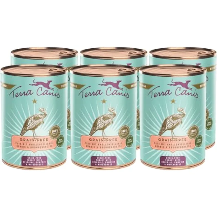 Terra Canis Pute, Sellerie, Kürbis & Brunnenkresse, getreidefreies Nassfutter, 6x400g, Premium Hundefutter in 100% Lebensmittelqualität, reichhaltig, gesund & glutenfrei