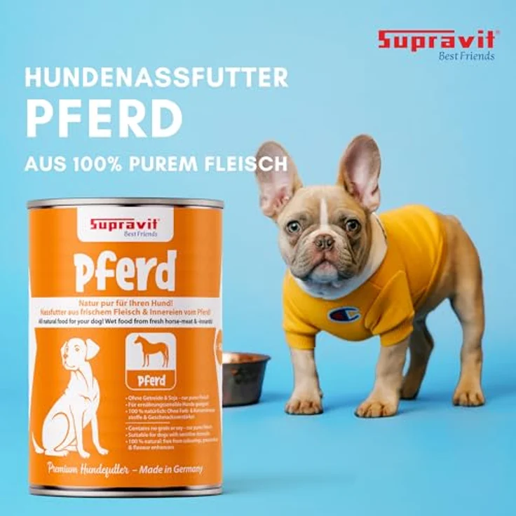 Supravit Nassfutter mit Pferd für Hunde, Set 6 x 820g, hoher Fleischanteil, getreidefrei, gut verträglich & leicht verdaulich – Bild 2