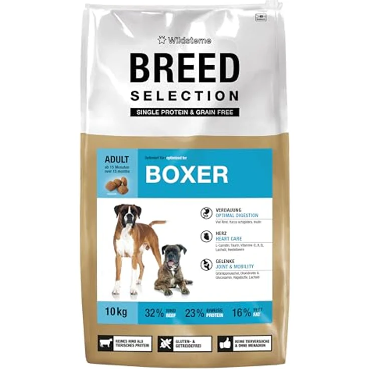 Wildsterne Breed Selection Boxer, 10 kg | Getreidefreies Trockenfutter mit Rind | Monoprotein | TÜV-geprüfte Rezeptur von Tierärzten entwickelt – Bild 1