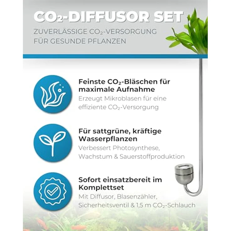 Dupla Scaping Tools CO2 Diffusor Set L, für Aquarien bis 160 L, inklusive Blasenzähler und Sicherheitsventil, effiziente CO2-Diffusion – Bild 2