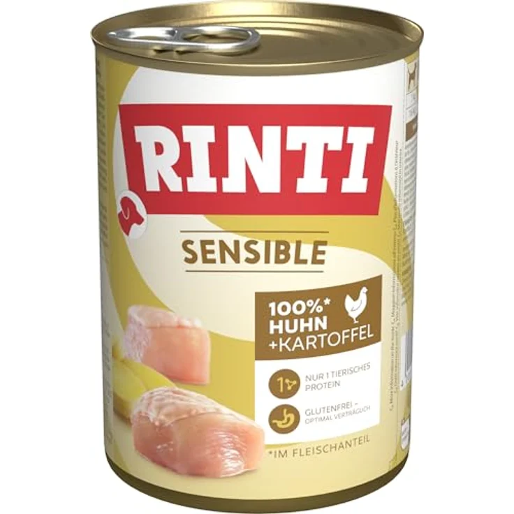 Rinti Sensible Huhn und Kartoffel, glutenfreies Hunde-Nassfutter, 12x400g – Bild 1