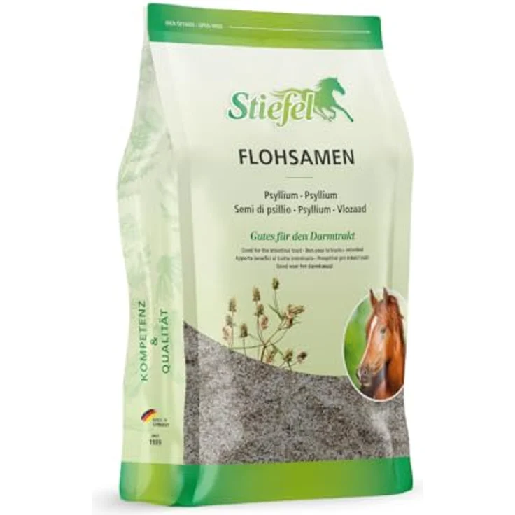 Stiefel Flohsamen für Pferde, 100% naturbelassene indische Flohsamenschalen zur Unterstützung der Darm-Selbstreinigung, 1kg – Bild 1