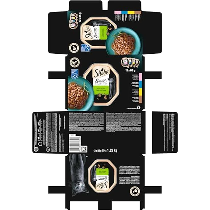 Sheba Sauce Collection Multipack, Katzen-Nassfutter mit Lachs, Thunfisch, Huhn und Ente, 12x85g, MSC-zertifizierter Fisch – Bild 2