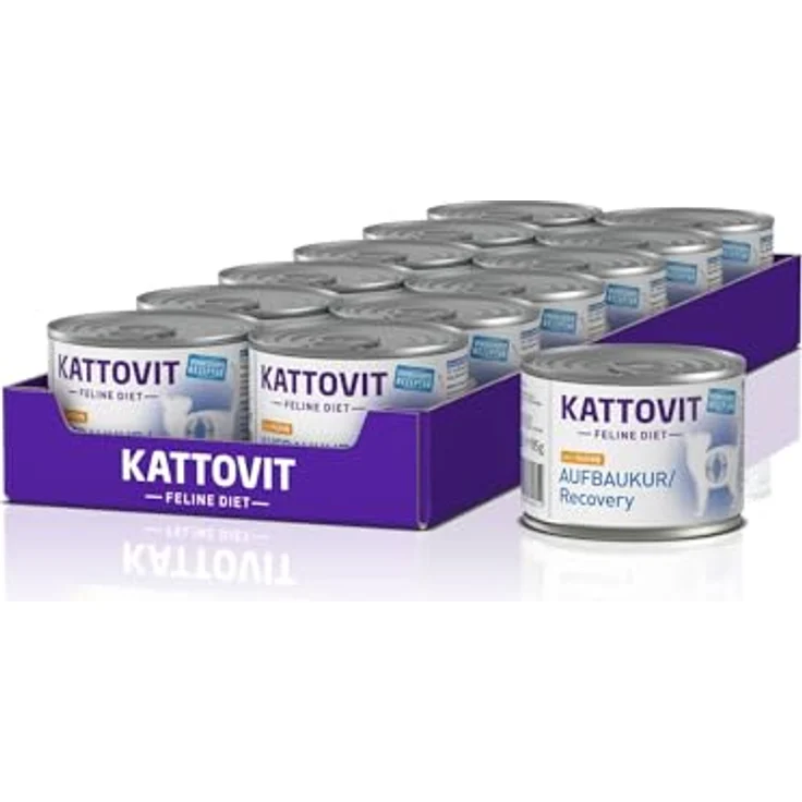 KATTOVIT Recovery Nassfutter für Katzen, glutenfreies Diätfutter mit Huhn für Katzen mit Untergewicht und Rekonvaleszenz, 12 x 185 g – Bild 1