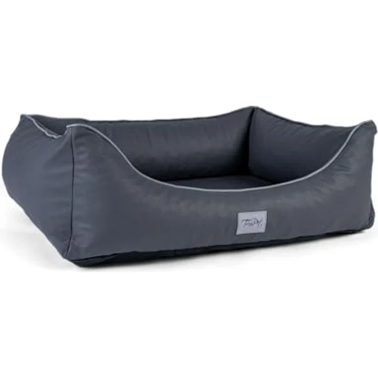 TrendPet Runa, Orthopädisches Kunstlederbett für Hunde mit Memoryfoam Matratze, modisch in Kupfer und Grau, 80x60x25 cm – Bild 2