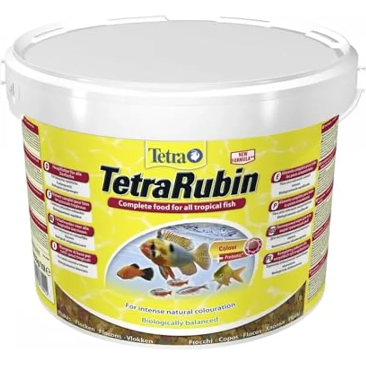 Tetra Rubin Flakes, Fischfutter in Flockenform mit natürlichen Farbverstärkern für intensive Farbenpracht, 10 L Eimer