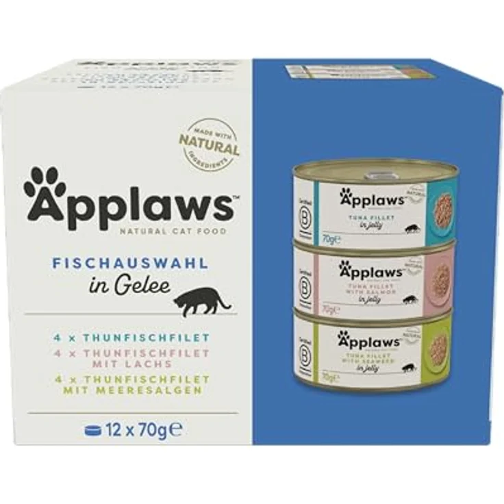 Applaws Natural Wet Cat Food Fish Selection, 100% natürliche Zutaten, 60% Thunfischfilet, 12 x 70g Dosen – Bild 1