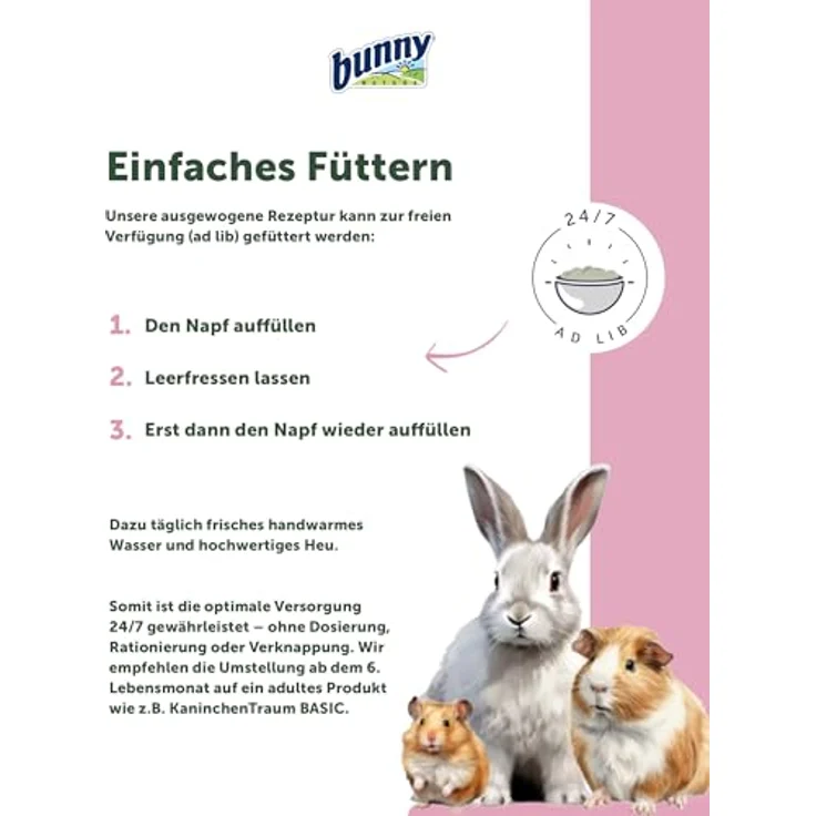 Bunny KaninchenTraum young 1,5 kg, hochwertiges Kleintierfutter mit 20 % Rohfaseranteil und Vitaminen für gesunde Kaninchenaufzucht – Bild 5