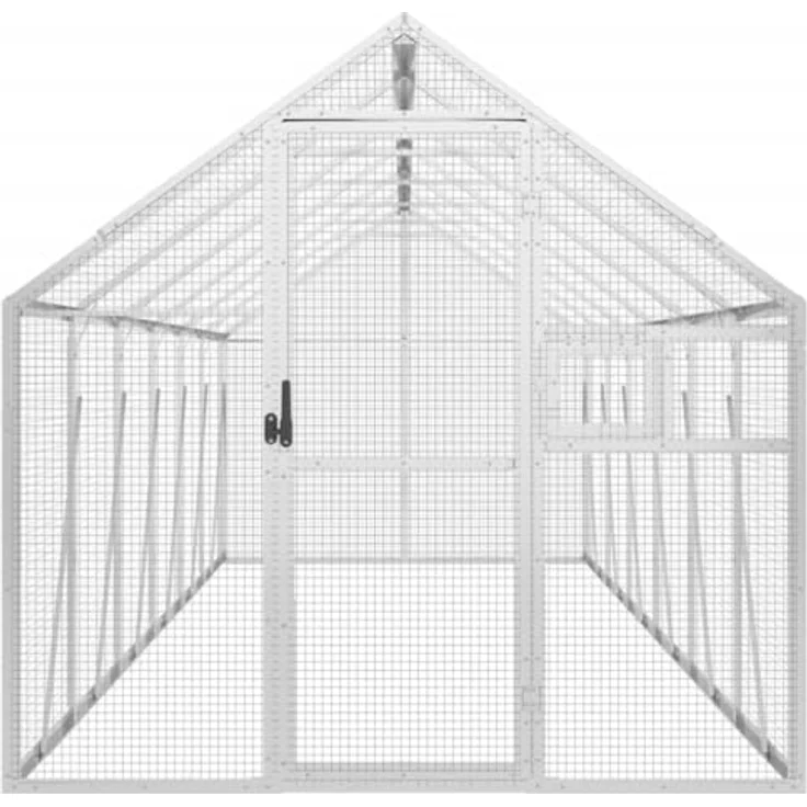 vidaXL Heidelore, Vogelkäfig + Voliere aus Aluminium, silbern, mit abschließbarer Tür und großzügigem Platz für Vögel und Kleintiere, 179 x 600 x 114/185 cm – Bild 3
