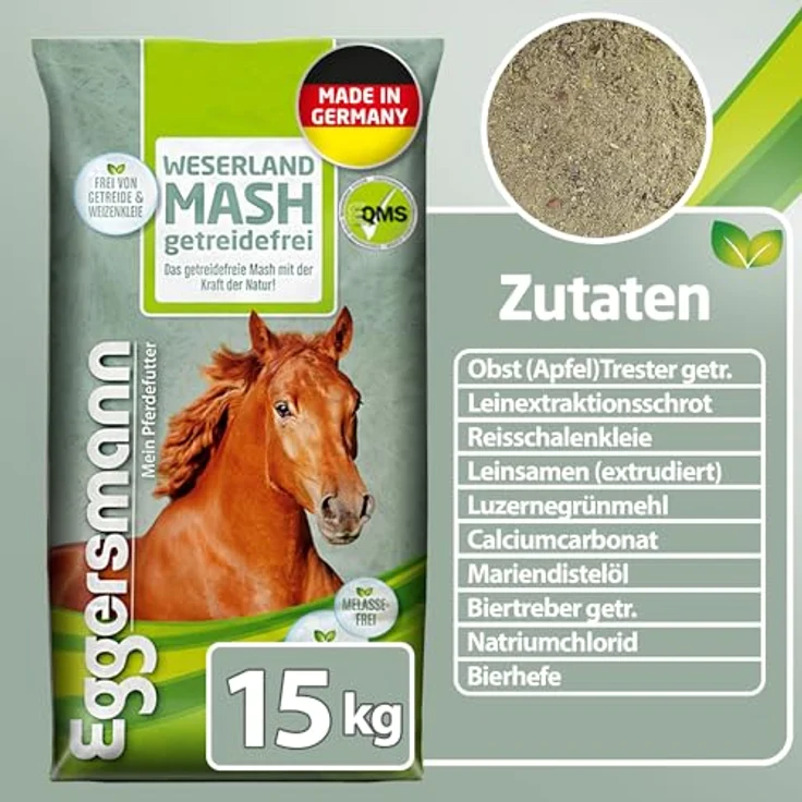 Eggersmann Mein Pferdefutter Weserland Mash, getreidefrei 15 kg, zur Unterstützung der Verdauung für Pferde mit Stoffwechselproblemen – Bild 5