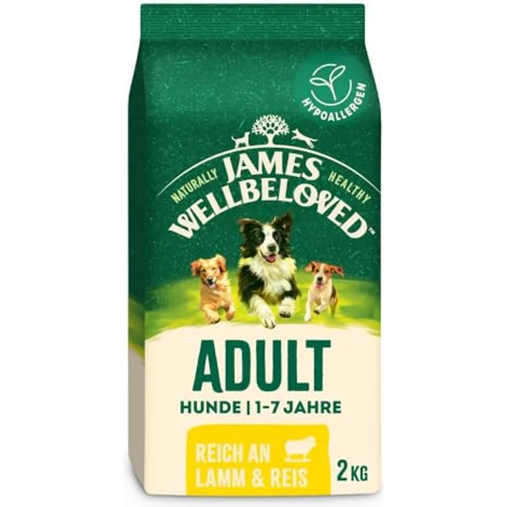 James Wellbeloved 2kg Hund Trockenfutter Lamm & Reis, hypoallergen mit natürlichen Inhaltsstoffen und präbiotischen Ballaststoffen für gesunde Verdauung – Bild 1