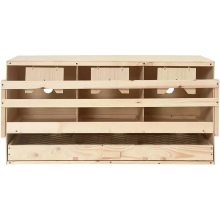 vidaXL Legenest Hühnernest 3 Fächer 72 x 33 x 38 cm Massivholz Kiefer – Bild 4