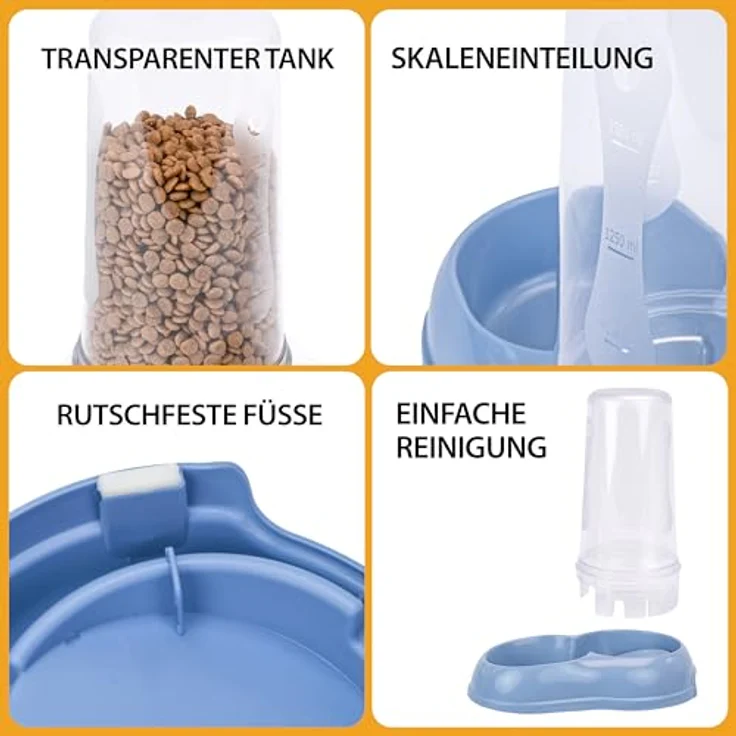 Ferplast AZIMUT 1500 Futter- oder Wasserspender für Hunde und Katzen, 1,5 Liter, rutschfester Boden, blau, 16,5 x 25 x 24,5 cm – Bild 2