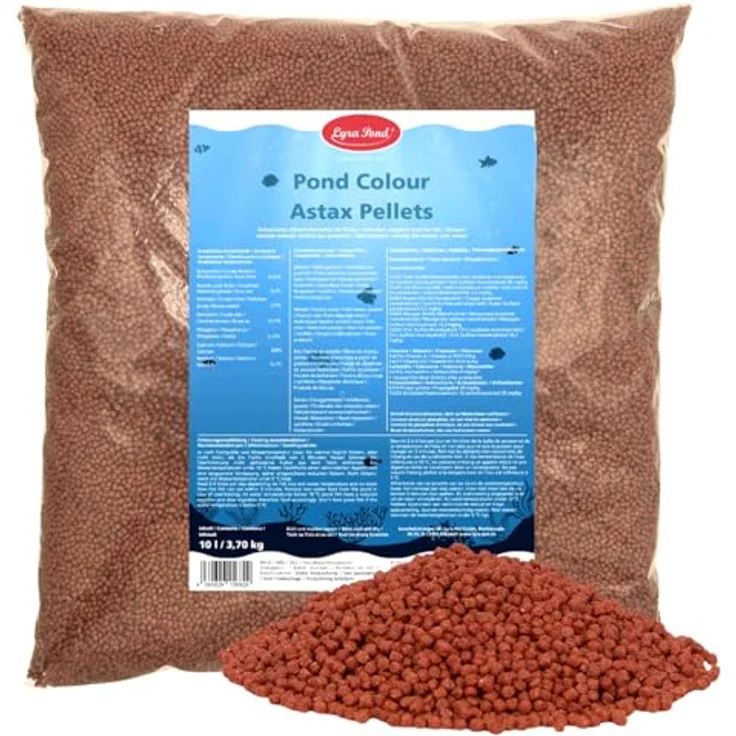 Lyra Pond® 10 L (3,7 kg) Pond Colour Astax Koi Pellets, proteinreiches Fischfutter mit Astaxanthin für kräftige Farben, schwimmfähig – Bild 1