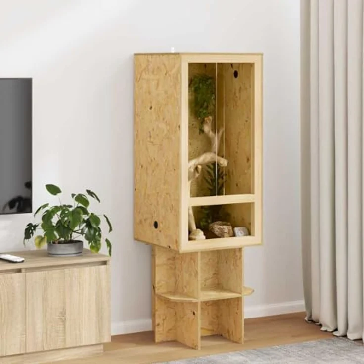 vidaXL Terrarium Braun 50 x 50 x 100 cm OSB, geräumig mit integriertem Thermometer und rustikaler Eleganz – Bild 2