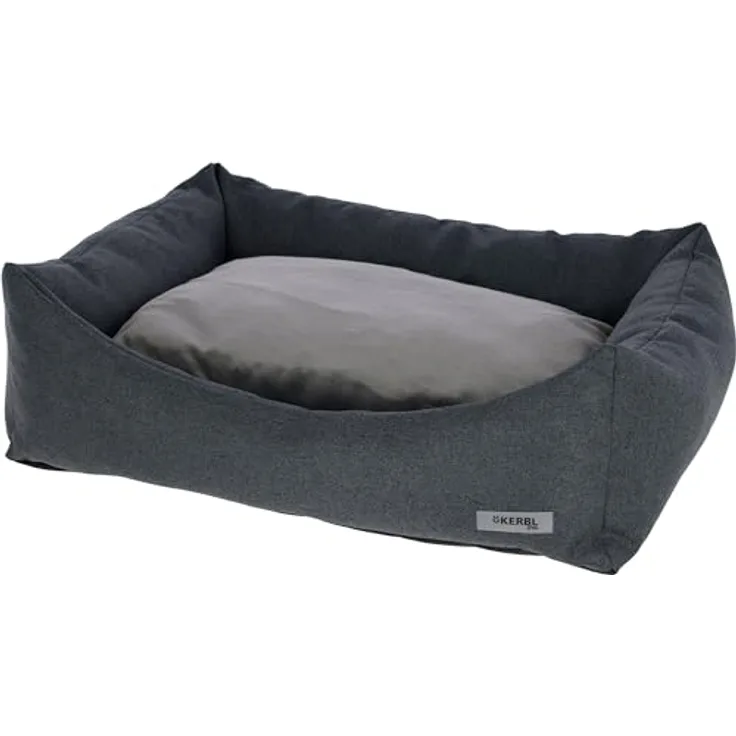 Kerbl Pet Kuschelbett Platin Ortho, orthopädisches Hundebett mit Memory-Foam-Matratze, grau, 65x55x20cm, herausnehmbares Wendekissen, 100% Polyester