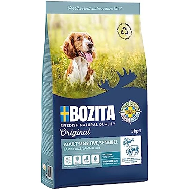 Bozita Original Adult Sensitive Digestion, Trockenfutter für Hunde mit Lamm und Reis, 3kg – Bild 1