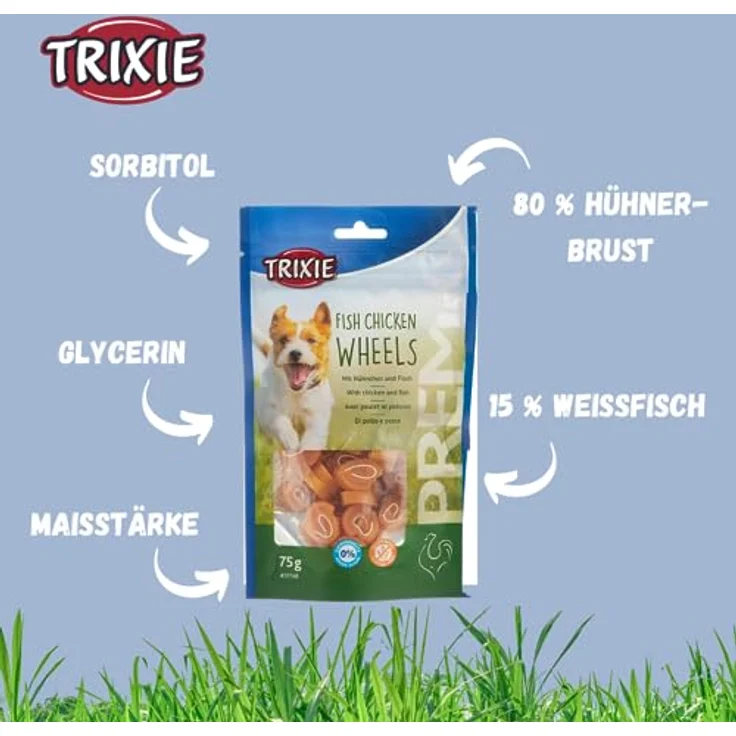 TRIXIE PREMIO Hunde-Chicken Wheels 75g - Glutenfreie Hundeleckerli ohne Getreide & Zucker, schmackhafte Trainingssnacks für Hunde – Bild 3
