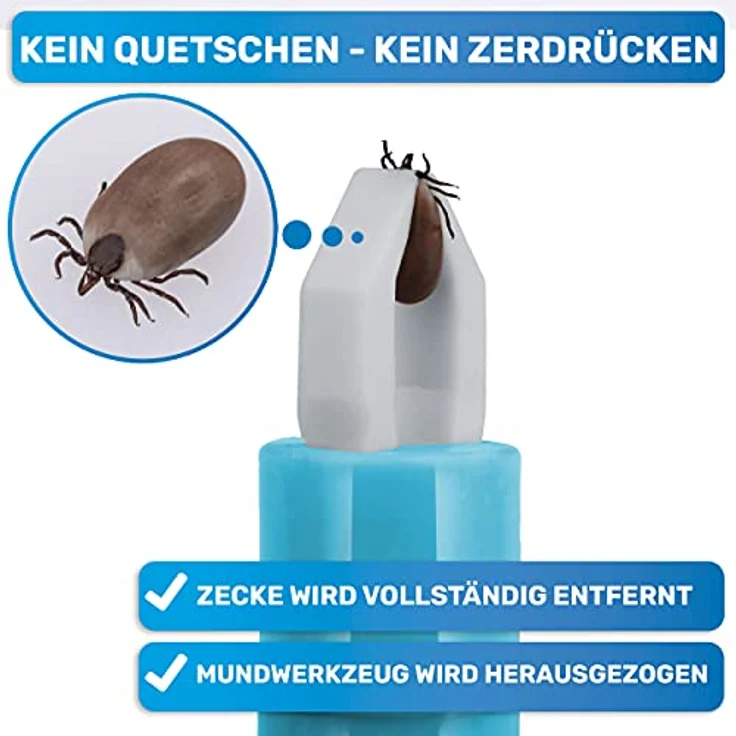 BluePet 2X Automatische Zeckenzange, Zuverlässige Zeckenpinzette für Hunde, Katzen, Pferde & Menschen mit Druckknopföffnung und Sicherheitsmechanismus – Bild 5