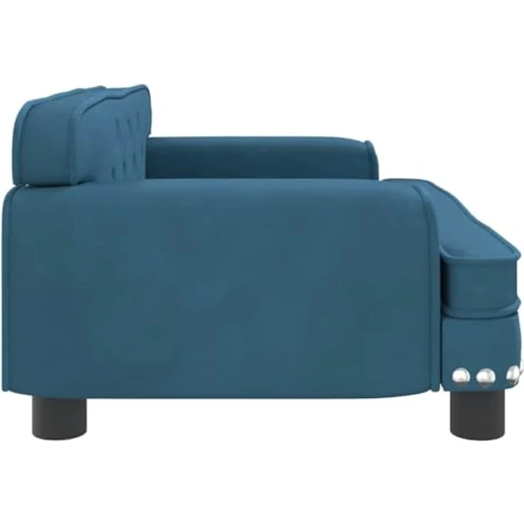 vidaXL Hundekorb Hundebett Blau 70x45x30 cm Samt Körbchen Hundesofa mit massivem Kiefernholzrahmen – Bild 6