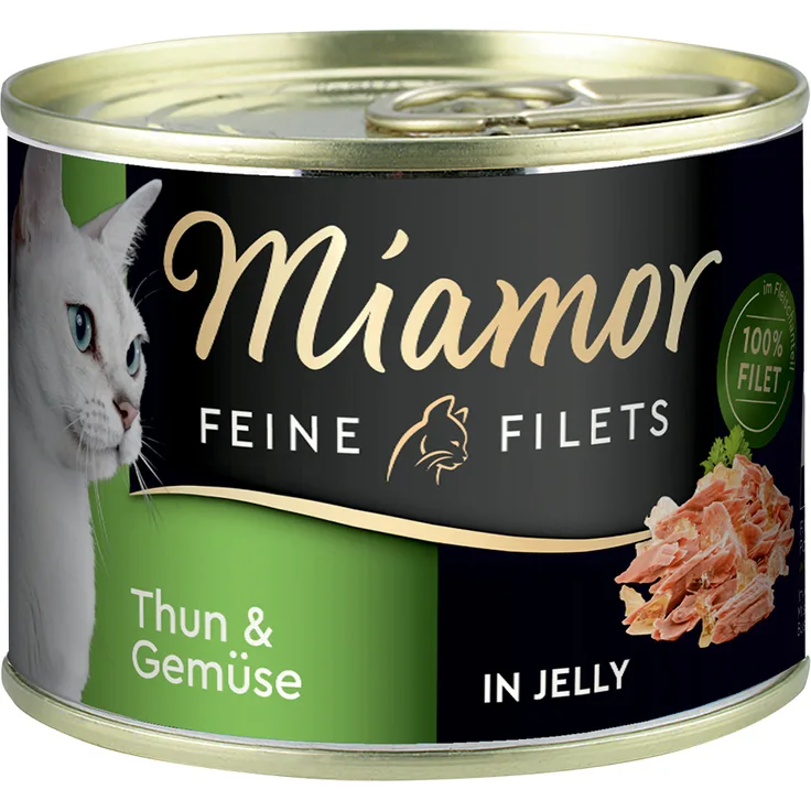 Miamor Feine Filets 6 x 185 g, Katzen-Nassfutter mit Thunfisch & Gemüse, reduzierter Fettgehalt, hochbekömmlich