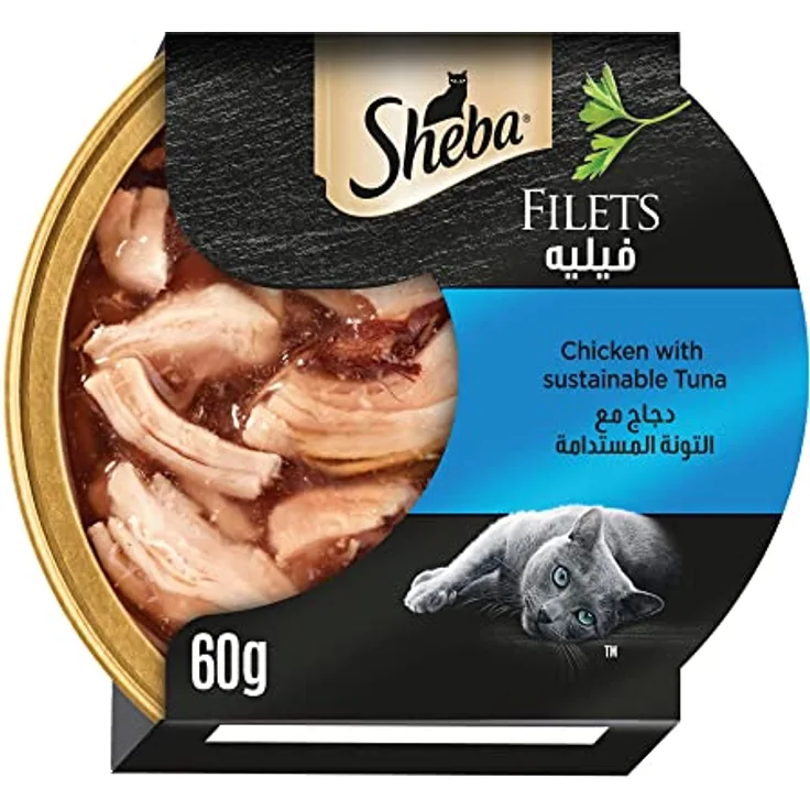 Sheba Schale Filets Huhn mit Thunfisch MSC, Katzen-Nassfutter in nachhaltiger 60g Portion, ohne künstliche Farb- und Konservierungsstoffe