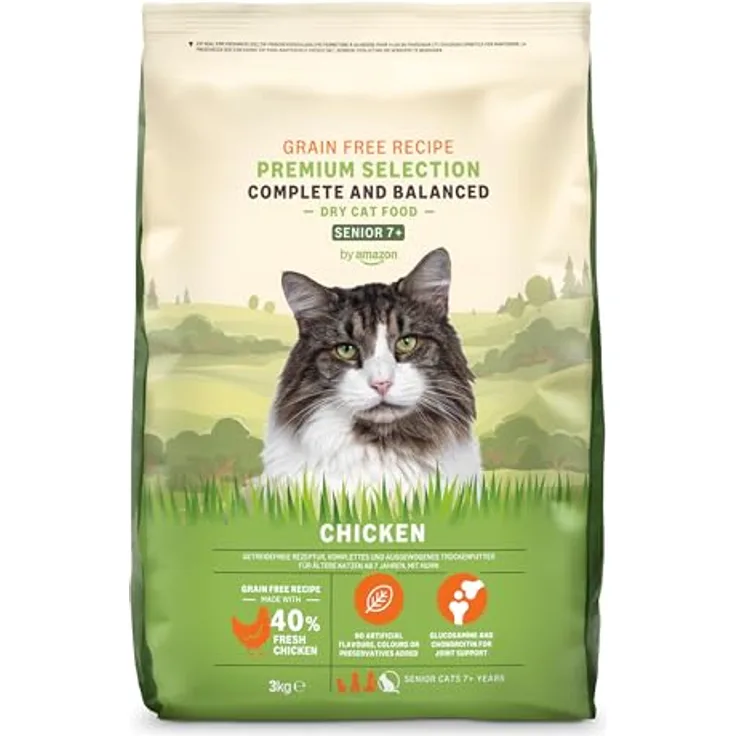 by Amazon Katzenfutter für ältere Katzen (Senior), Trockenfutter mit 65% frischem Huhn, getreidefreies Rezept, 3 kg (1er-Pack)