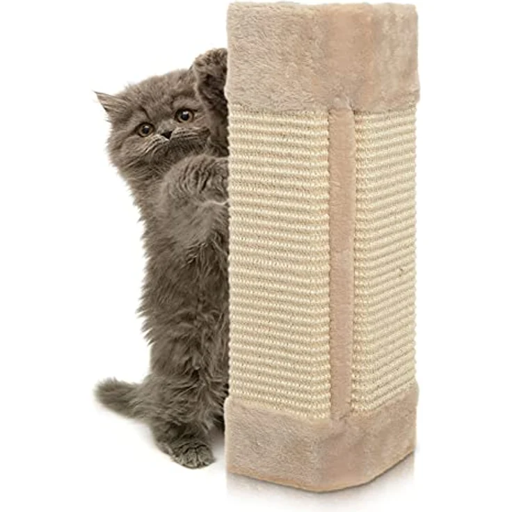 Haushalt International Kratzbrett Katzenkratzbrett Natursisal mit Plüsch, beige, 50 x 23 x 2/3 cm – Bild 7